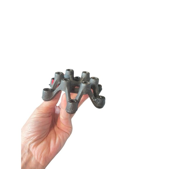Vtg cast iron candle holder Spider Starburst Japan MCM for Taper Candles - Picture 7 of 11